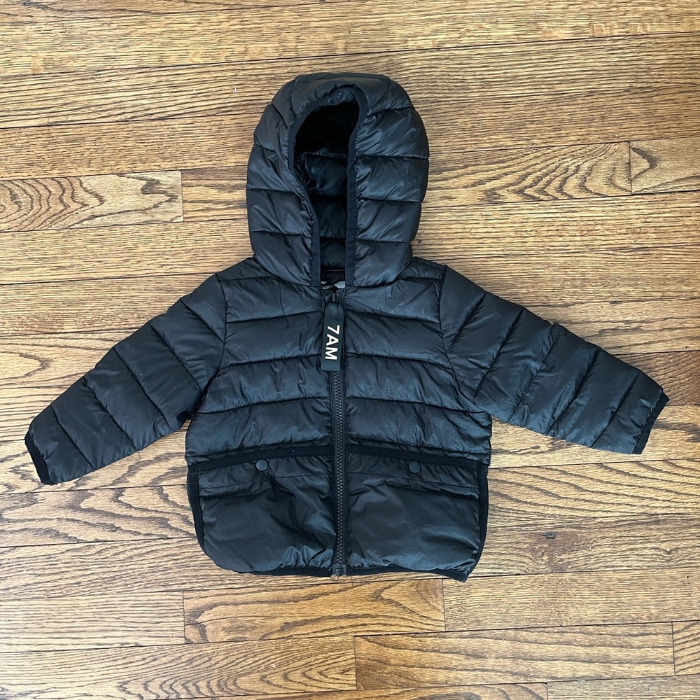 Black Puffer Jacket with Hood for Baby/Toddler 7AM Enfant
